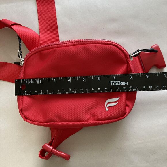 Fabletics Belt Bag Fanny Pack Small Red Zip Solid Polyester Nylon Women 8x4" - Picture 3 of 16